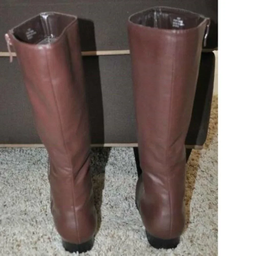 Cowboy Boots XL 4/5 Brown Knee High Zip Halloween Pretend Play Dress Up Kids